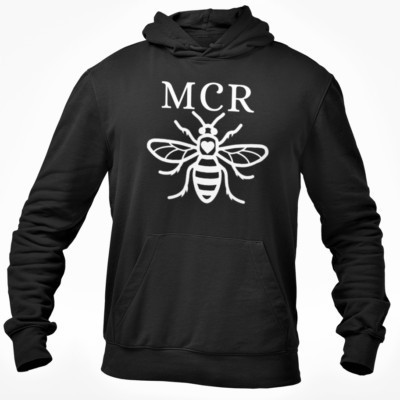 Manchester Bee Hoodie Top Pullover  MCR Manc And Proud Manc Bee Designs Gift