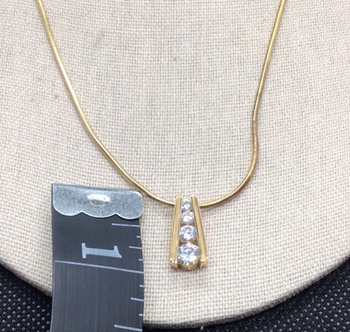 Swarovski Gold Over Sterling 925 Crystal Stone Pendant Necklace 18" X437 - Picture 3 of 6