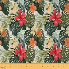 Tropicana Oasis: Palm Tree Upholstery Fabric, Leaf Flower Fabric by The Yard, Ha