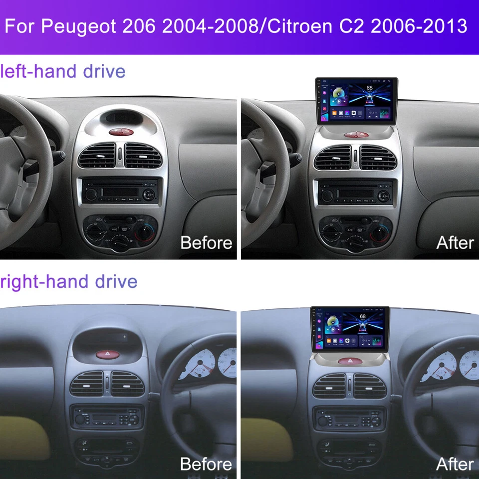 Für PEUGEOT CC 206 2004-2008 Citroen C2 Android 13 Autoradio GPS Navi RDS FM 32G - Bild 4 von 4