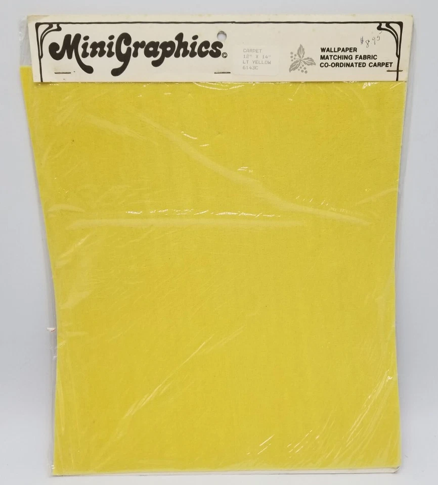 MINI Graphics Dollhouse Miniatures 12" x 14" CARPET #6143C Yellow 1/12 Scale New - Image 2 of 4