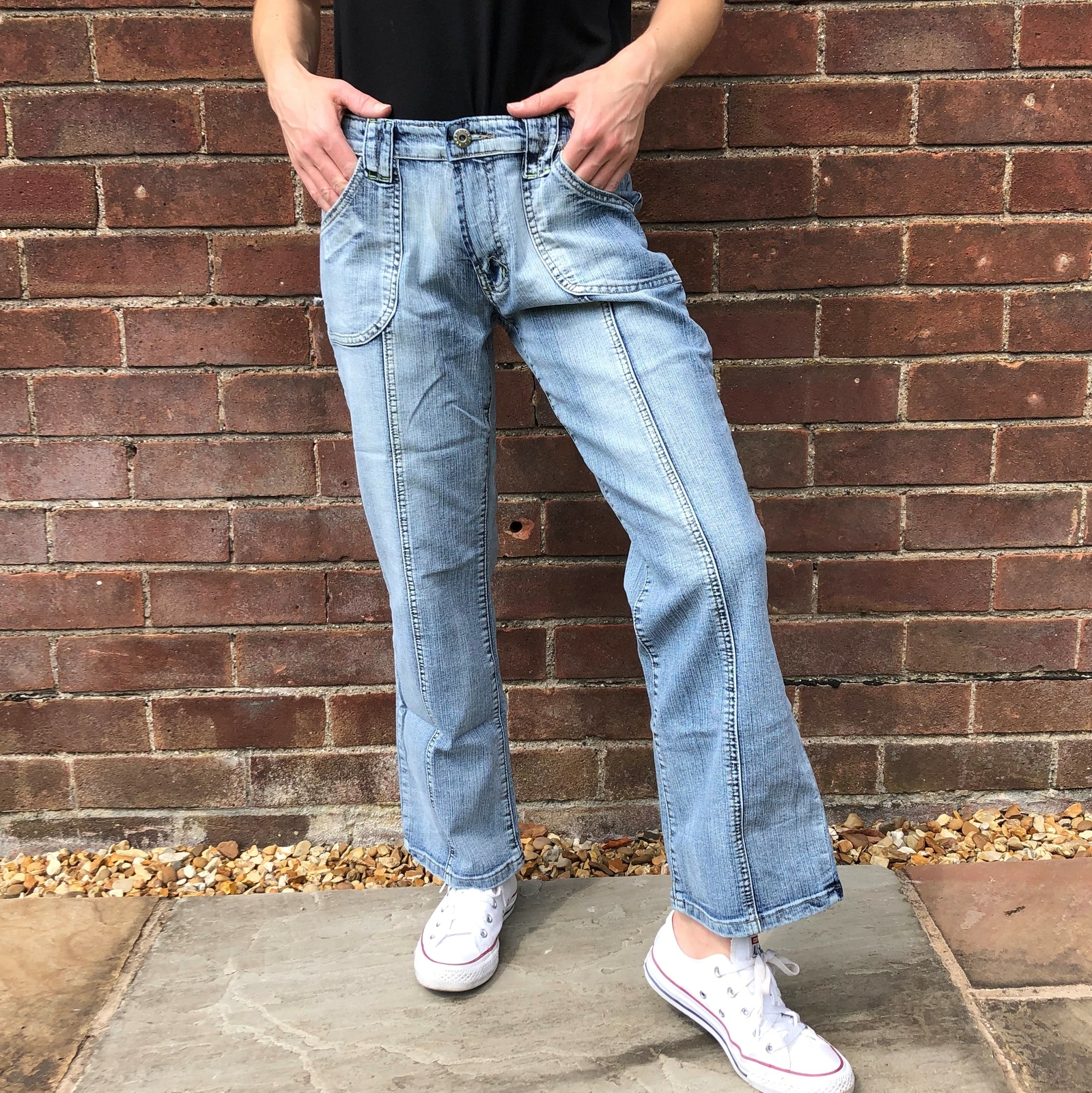 faded flare jeans