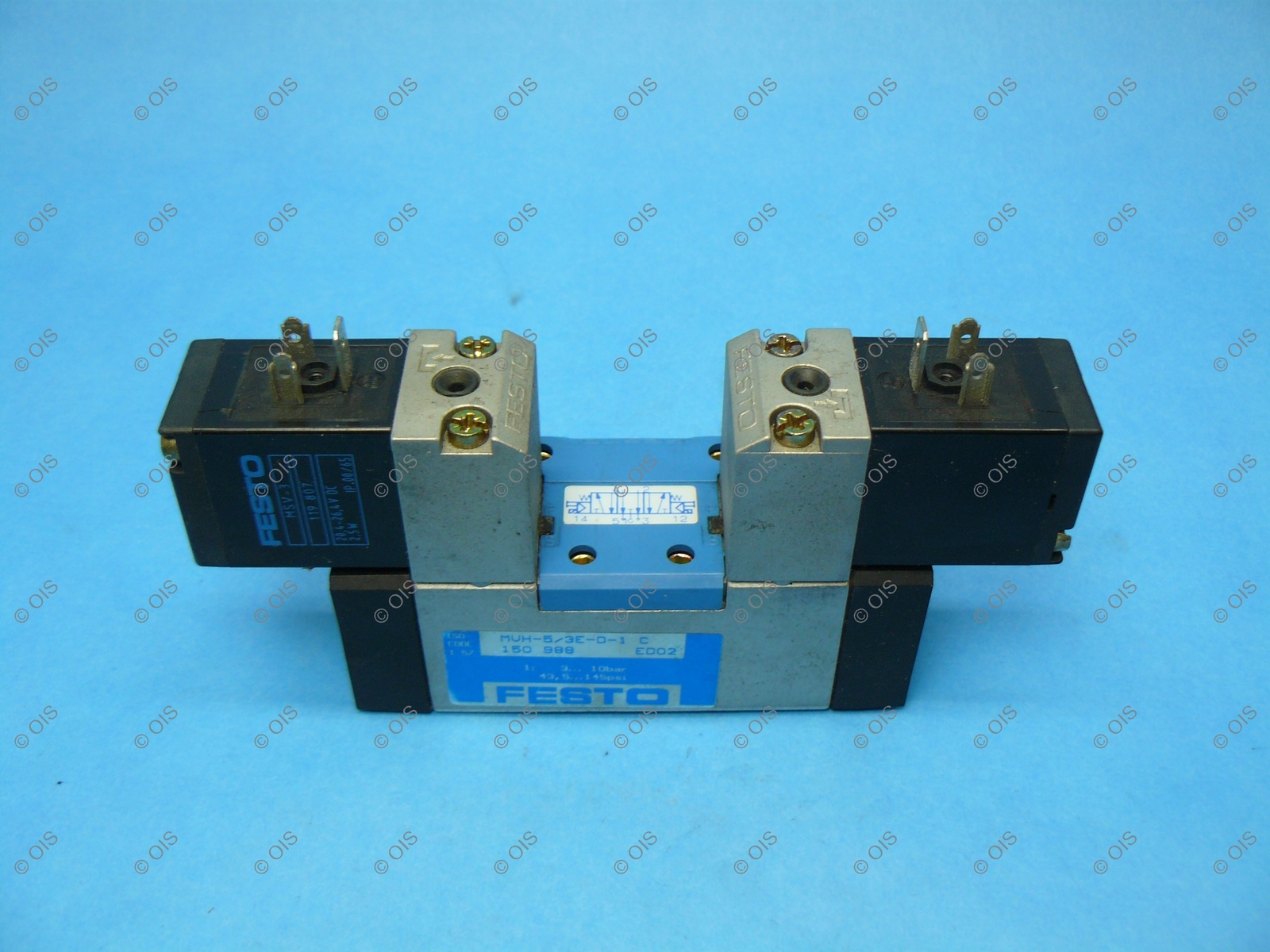 Festo 150988 MVH-5/3E-D-1C Double Solenoid Valve 5/3 24 VDC ISO 5599-1 New