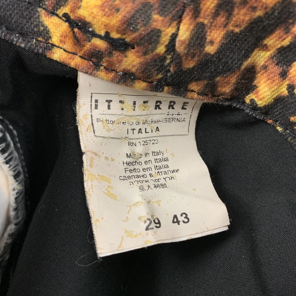 JUST CAVALLI Size 29 Yellow Black Graphic Print Cotton Zip Casual Pants - Image 4 of 4