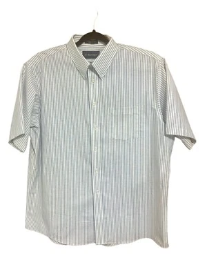 Barrington Mens Blue And White Striped Short Sleeve Button Down Shirt Size 18 - Image 1 of 4