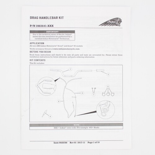 Indian Motorcycle Handlebar, Drag Part Number 2883641463 eBay