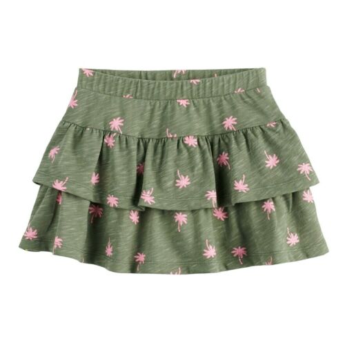 2T Girls Jumping Beans ruffle tiered knit skirt with shorts attached green pink - Picture 1 of 1