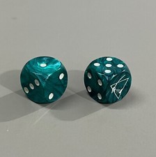 Pair of House Liao Battletech Dice - Green w/ White