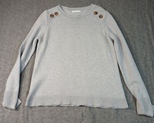 Pink Clover Carson Gray Cuffed Women's Sleeve Sweater W/Button Accent Size XL