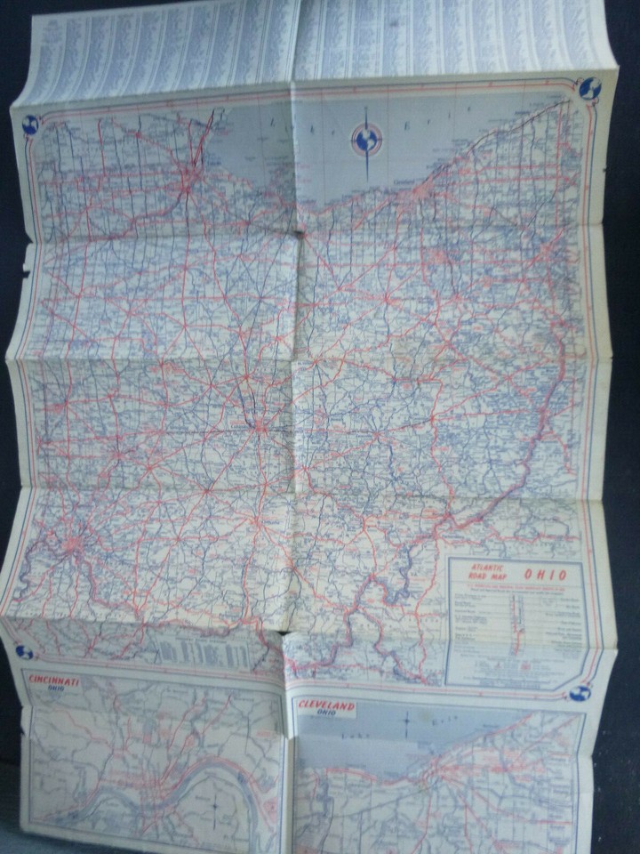 1953 Ohio Atlantic oil gas road map eBay