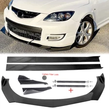 Front Bumper Lip Splitter Spoiler Rear Lip Strut Rod For Mazda Carbon Fiber