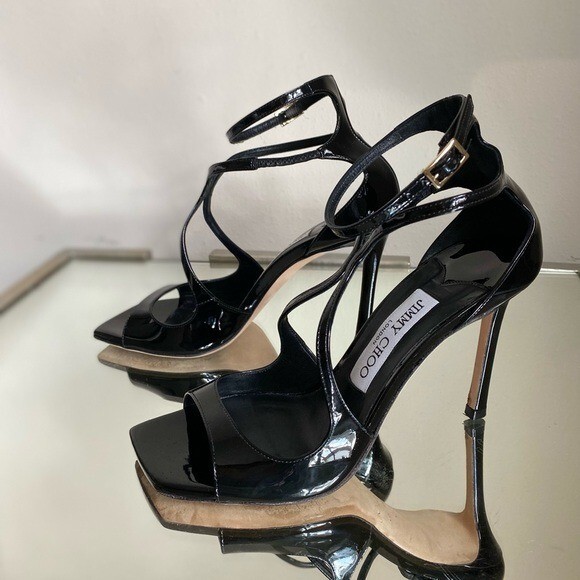 EUC JIMMY CHOO Azia 95 patent-leather sandals 35 $995 | eBay