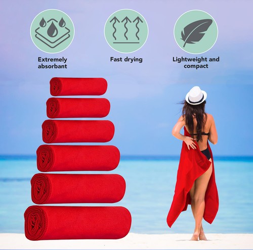 Microfibre Towel Compact Fast Drying Travel Sports Gym Beach Camping Swimming - Picture 66 of 72