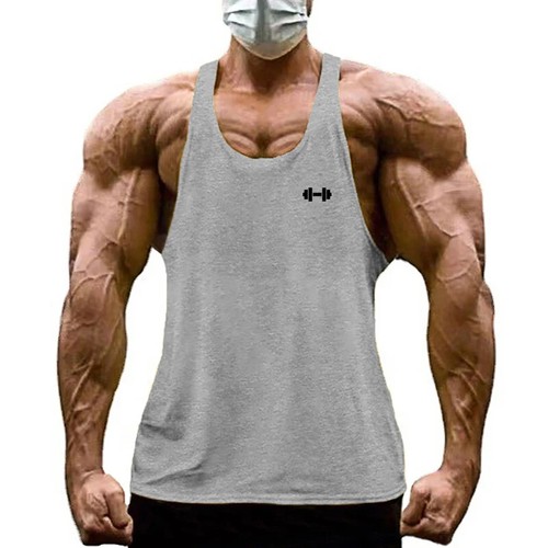 Canottiere palestra bodybuilding stringate schiena a Y uomo fitness senza maniche cotone camicia - Foto 22 di 28