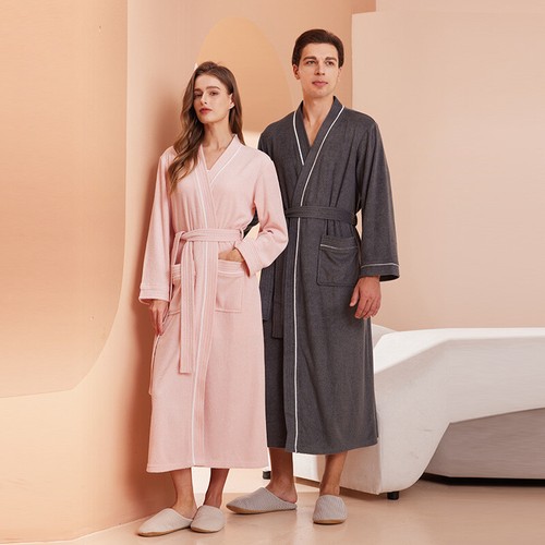Unisex Wrap Terry Toweling Bathrobe Dressing Gown Comfortable Pajamas Sleepwear