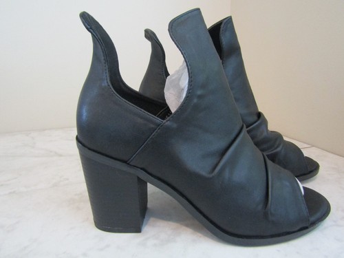 NWT GC Shoes Susana Black PU Slip On Block 3" Heel Women's Size 8.5