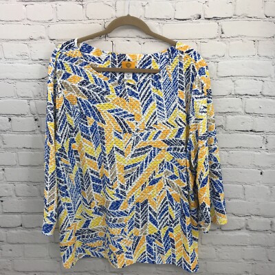 Ruby Rd Top Womens 3X White 3/4 Sleeve Casual Basic Sheer Lightweight Blouse