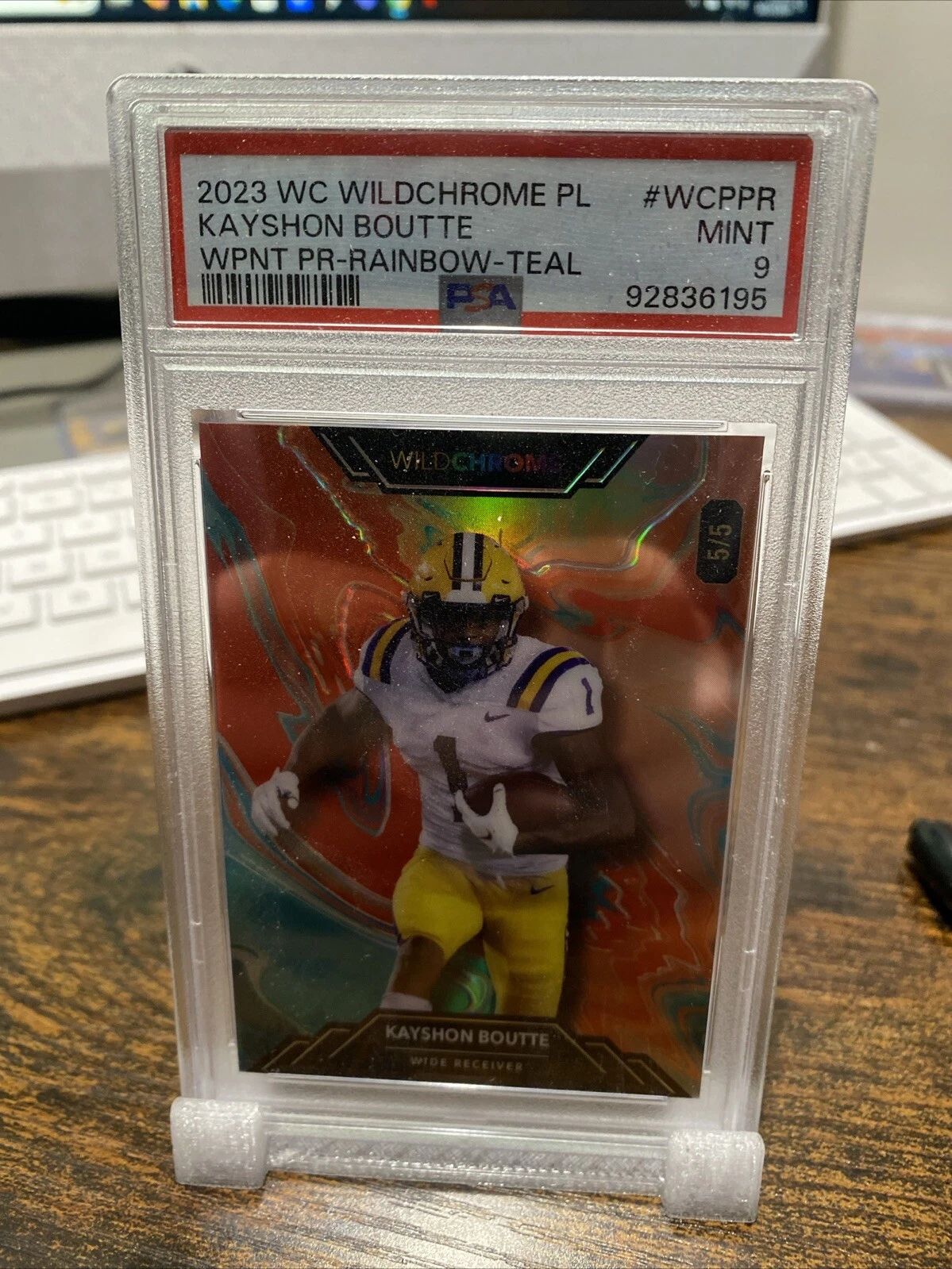 Kayshon Boutte Wild Card Wildchrome Pro-Look Wildpaint Promo #WCPPR Rainbow Foil-Teal