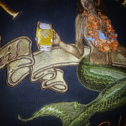 Tommy Bahama schwarzes Seidenhemd "TAIL ALE" Herren XXL Knopfleiste bestickt Urlaub - Bild 12 von 13