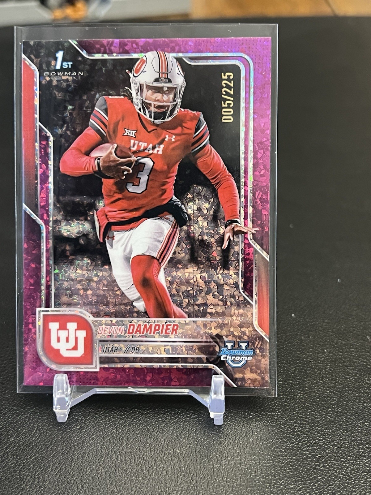 Devon Dampier 2025 Bowman U Chrome - 1st Fuchsia Mini Diamond /225 SP - Utah