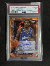 2025 Topps Chrome Tracy McGrady Orange Sapphire Refractor AUTO #/25 SPMagic PSA9