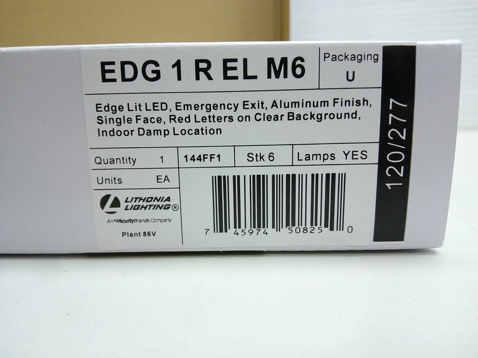 Lithonia EDG 1 R EL M6 Surface Mount LED Edge-Lit Exit Brushed Aluminum Housing - Image 4 of 4