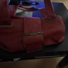 Damen Henkeltasche Rot Leder Reißverschluss ...