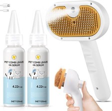 Pet Steam Brush for Dog Cat 3-in-1 Spray Hair Removal Comb for Shedding Gr