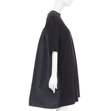 ALEXANDER MCQUEEN 2021 black hybrid flared back oversized tshirt dress IT48 XXL