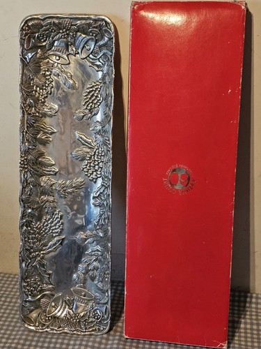 Vintage 1991 Arthur Court schweres Aluminium Brot Tablett Weihnachten länglich 19" - Bild 10 von 10