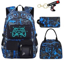 School Backpack for Boys - 4pcs Gamer Boys Backpack with Game001-backpack Set