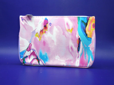 Hot Glow Summer Swirl Faux Pebbled Leather Ipsy Zipper Makeup Bag 5 X 8 in NWOT