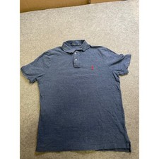 Polo Ralph Lauren Men's Classic Fit Blue Heathered Short Sleeve Polo Shirt SZ L