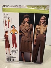 Simplicity 3688 Vtg 1940s Retro Jacket Blouse Skirt Pants Pattern 20W-28W Uncut