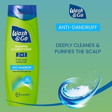 Wash & Go 2-In-1 Anti-Dandruff Shampoo And Conditioner 400 ml, Pack of 6 5.84 per litre