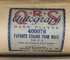 88 Note QRS Autograph Favorite Strains from Wang 400076 Roberts 1920 Hand Played