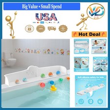 3FT Silicone Bathtub Splash Guard Play Shelf Water Spill Protector White