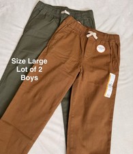 Wonder Nation Boys Stretch Twill Pull On Pants, Size Large, Lot of 2