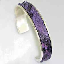 HerrenArmreif 925er Silber + SCHLANGEN-LEDER d'Oz Armreif Herren LILA schwar NEU