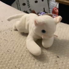Ty Beanie Babies White Cat Plush Toy for Ages 3-7 Years, Age Level 3-4 4-7