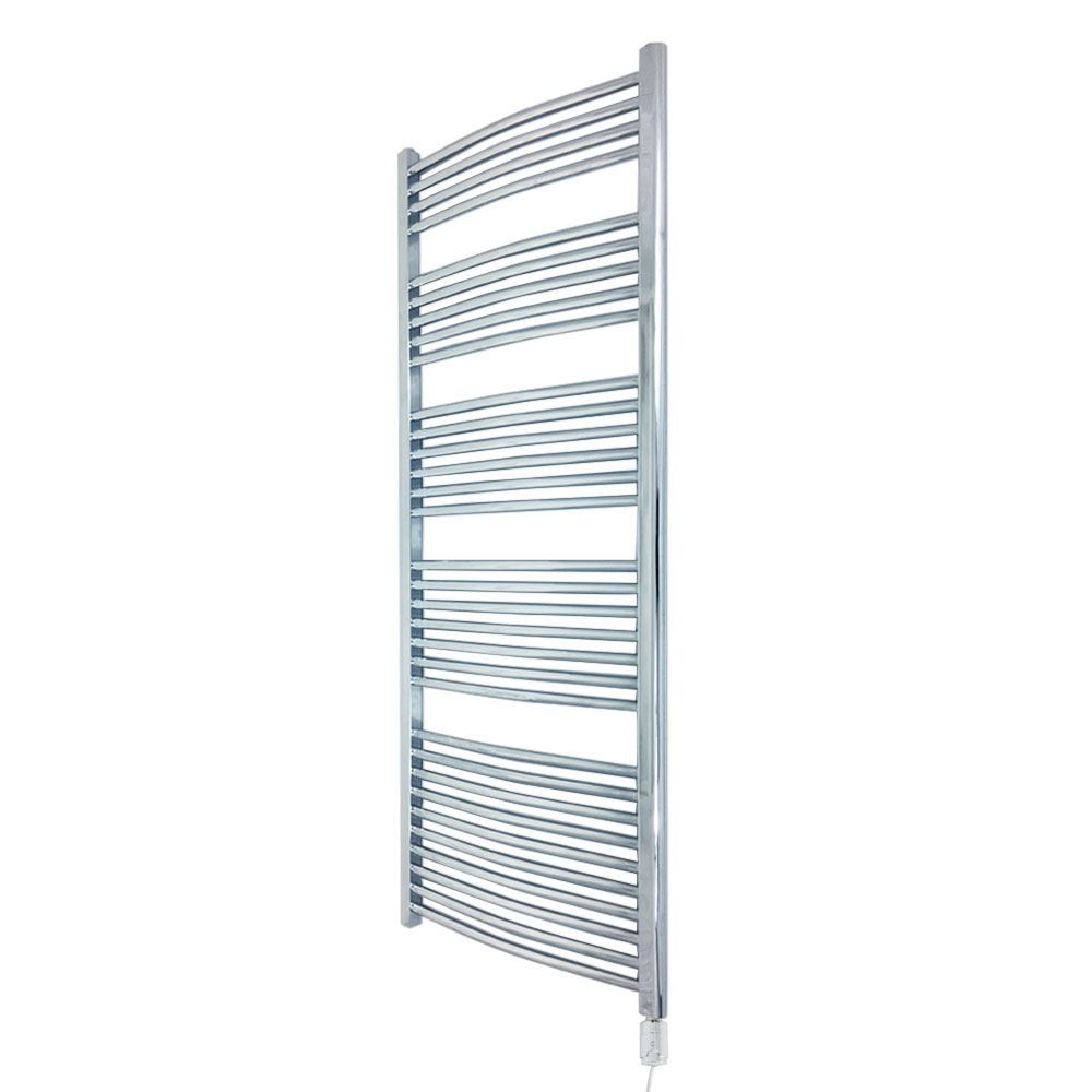 Electric Towel Rail Curved Chrome Thermostatic Element 500mm x 1600mm 600W