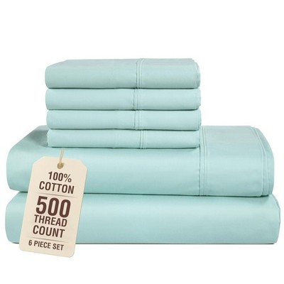 Casa Platino Bed Sheets Queen Size, 500 Thread Count Smooth Sateen 100% Cotton,