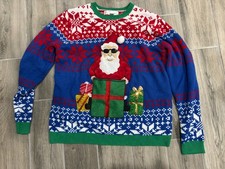 Jolly Christmas Mens Ugly Sweater Cool Santa XL
