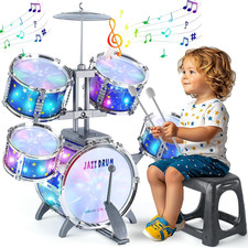 Upgraded Kids Drum Set for Toddlers 1-3, Kids Jazz Drum Ages 3-5, Star Light
