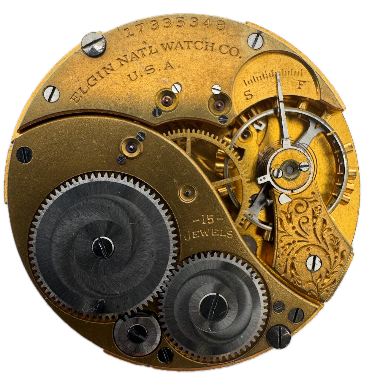 Antique 1913 Elgin 15 Jewel 12s Mechanical Pocket Watch Movement 364 USA