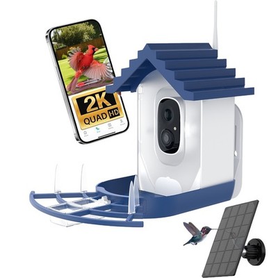 2K Vogelhaus mit Kamera, solarbetrieben, KI identifiziert über 5000+ Vogelarten