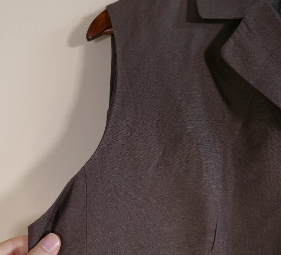 VTG Talbots Womens Silk Linen Blend Vest Size 14 Brown Preppy Academia Old Money - Image 2 of 4
