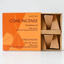 Maroma, 100% Natural Sandalwood Cone Incense, 10 Cones