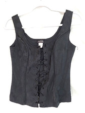 Fredericks of Hollywood Vintage Corset Black Lace up Sz Small Made in USA