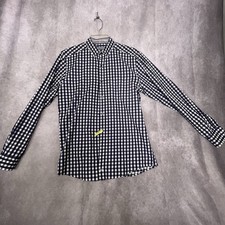Johnston  Murphy Shirt Mens XL Blue Check Long Sleeve Pocket Button Down